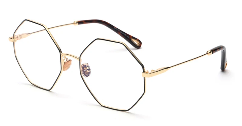 gold black frame Kachwoo Модные оптические женские очки компьютерный полигон большие винтажные Восьмиугольные очки оправы для мужчин Золотой Металл - Цвет оправы: gold black frame