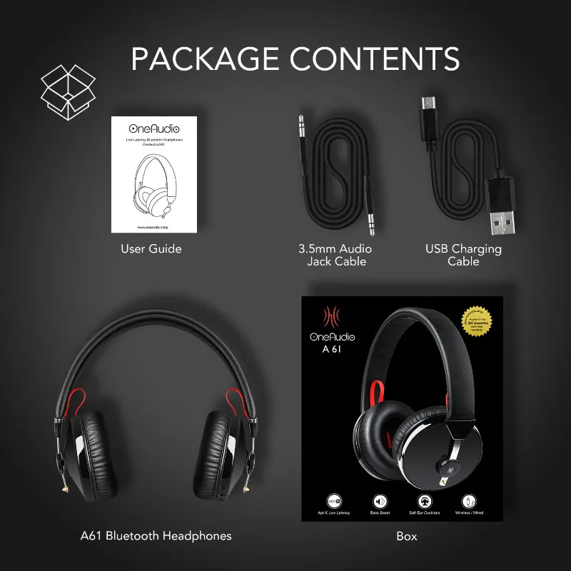 Oneodio A61 AptX низкая задержка V4.2 Bluetooth наушники над ухом глубокий бас беспроводная гарнитура для игр ТВ компьютер телефон с микрофоном