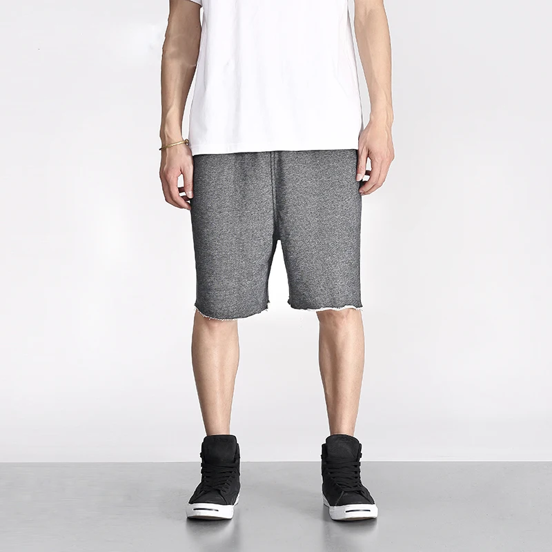 Мужские шорты в стиле Канье серые повседневные хип хоп с завязками|shorts homme|casual