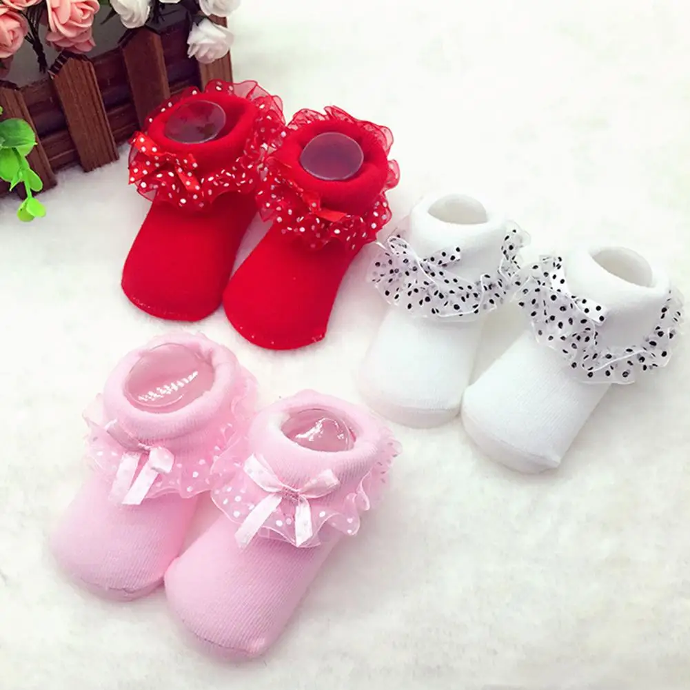 

Newborn Baby Girl Socks Lace Ankle Socks Infants Toddler Warm Winter Autumn Princess Bowknots Boat Socks 0-12M