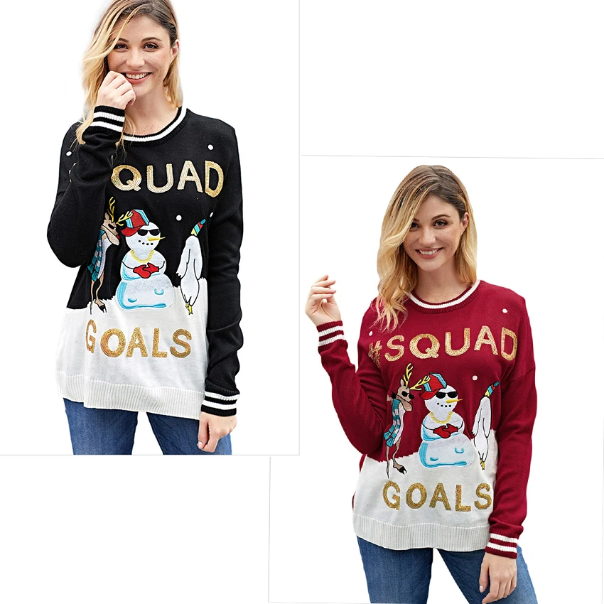New Sweater Winter Snowman Christmas Jumper Women Sweaters Pullover Long Sleeve Casual Loose Knitted Pull Femme Hiver | Женская одежда