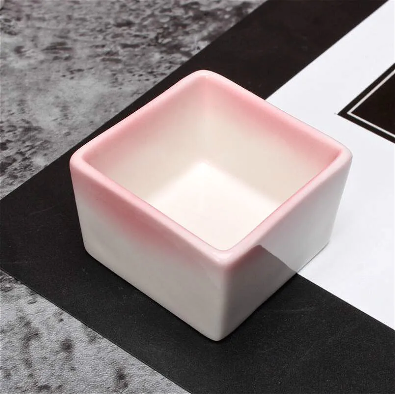 Pink Керамическая маленькая квадратная миска, мини-миска, разноцветная, для десерта, соуса, уксуса, посуда, фарфоровые столовые наборы, посуда, поднос, кухонные принадлежности - Цвет: Pink