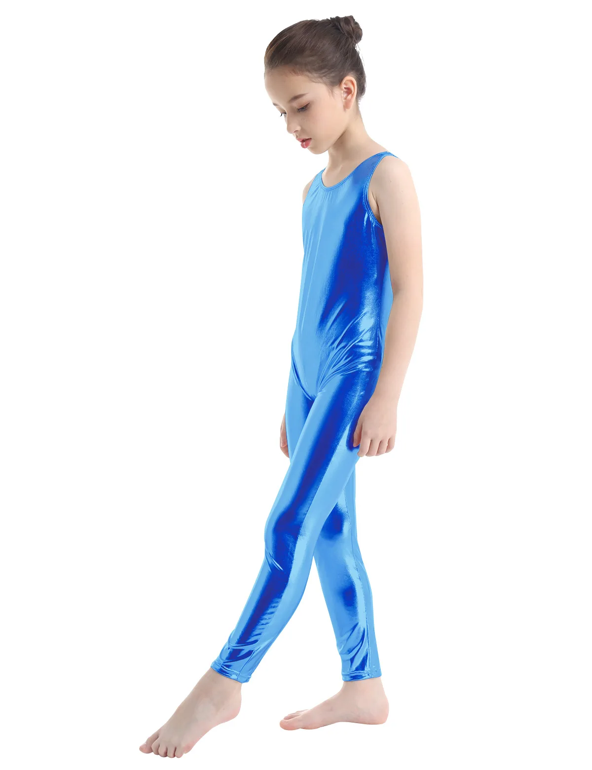 iEFiEL Sleeveless Girls Unitard Tight Jumpsuit Spandex Lycra Full Body Scoop Neck Ballet Costumes for Class Performance | Детская одежда
