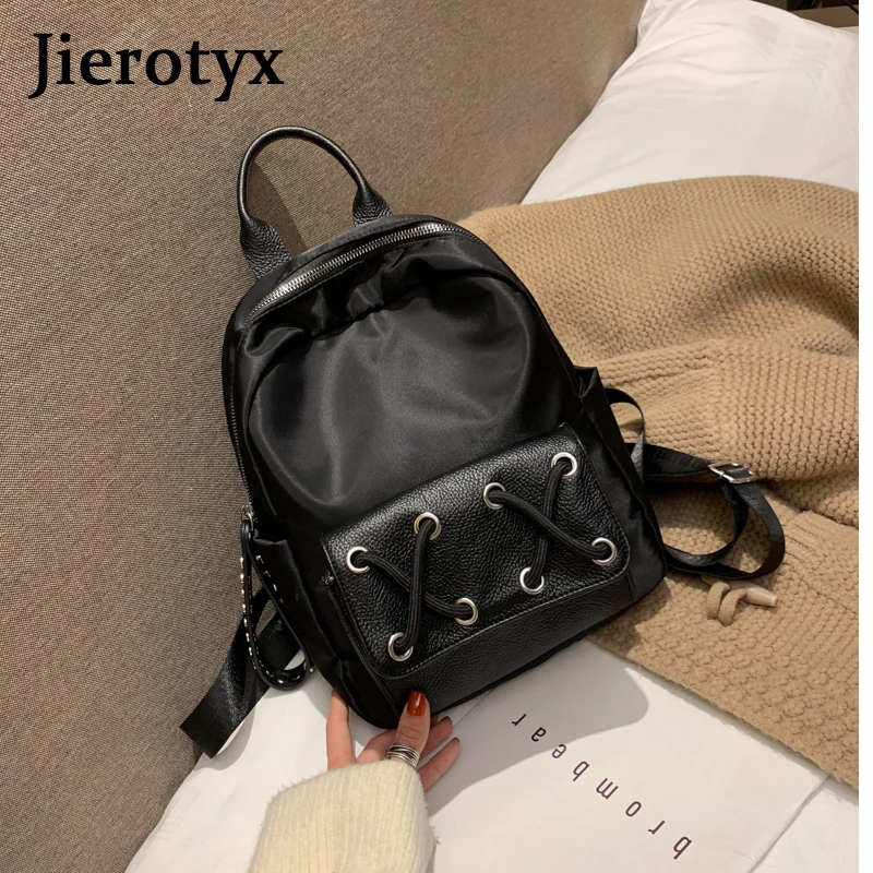 Женский рюкзак JIEROTYX в стиле панк черный школьный для девочек подростков большие