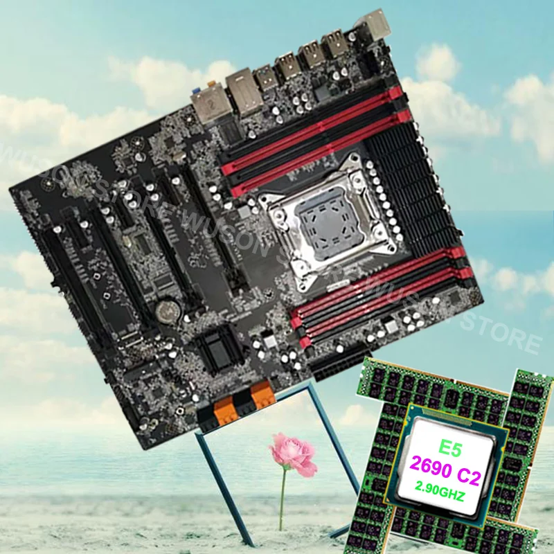 Продвижение Runing Super ATX X79 материнская плата 8 слотов RAM max 128G 1866 память CPU Xeon E5 2690 C2 SR0L0