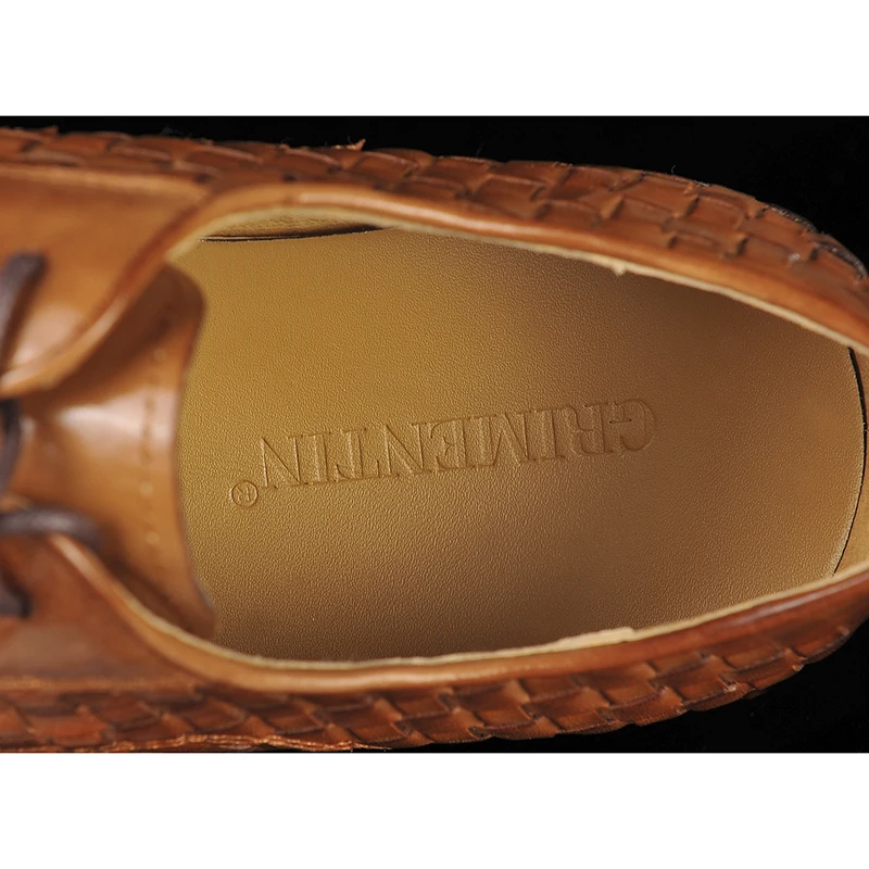 Итальянские модельные туфли Мужская обувь из натуральной кожи на шнуровке