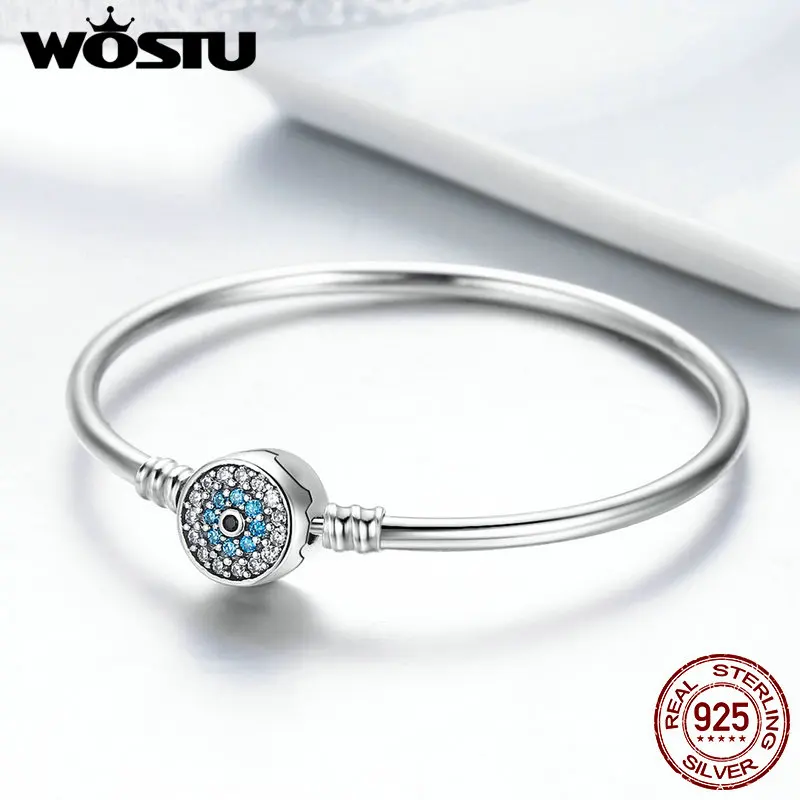 WOSTU,, 925 пробы, серебряный, глаз Самсары, браслет для женщин, подходит для DIY, браслеты с подвесками, модное ювелирное изделие CQB012