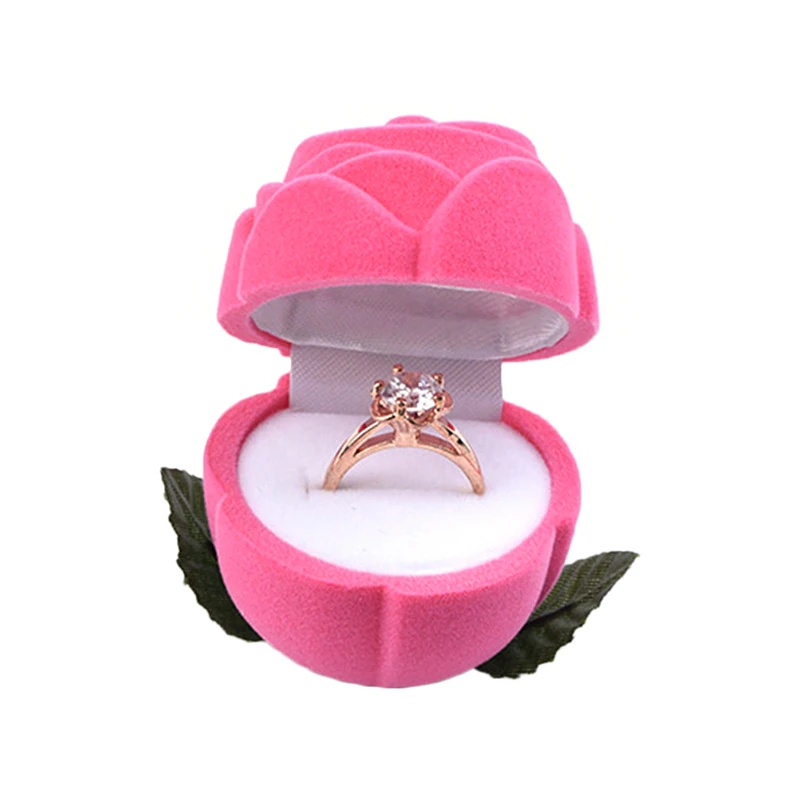 Pink 1 шт., портативная 3D коробка для ювелирных изделий, свадебное кольцо, Подарочный чехол, держатель для хранения сережек, подарочные коробки, красная роза для сережек, колец - Цвет: Pink