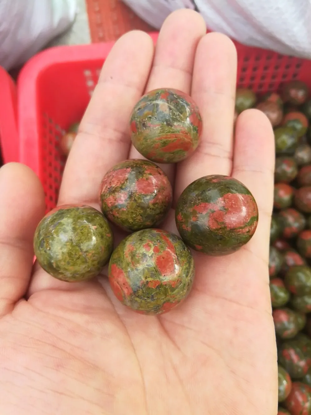 

5pc Natural crystal flower green stone ball crystal aura healing