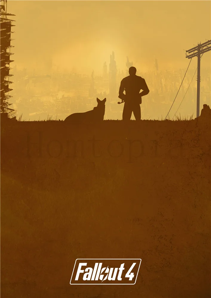 Fallout 4 игры постеры высокое качество наклейки на стену белая бумага с покрытием принты украшение дома искусство бренд