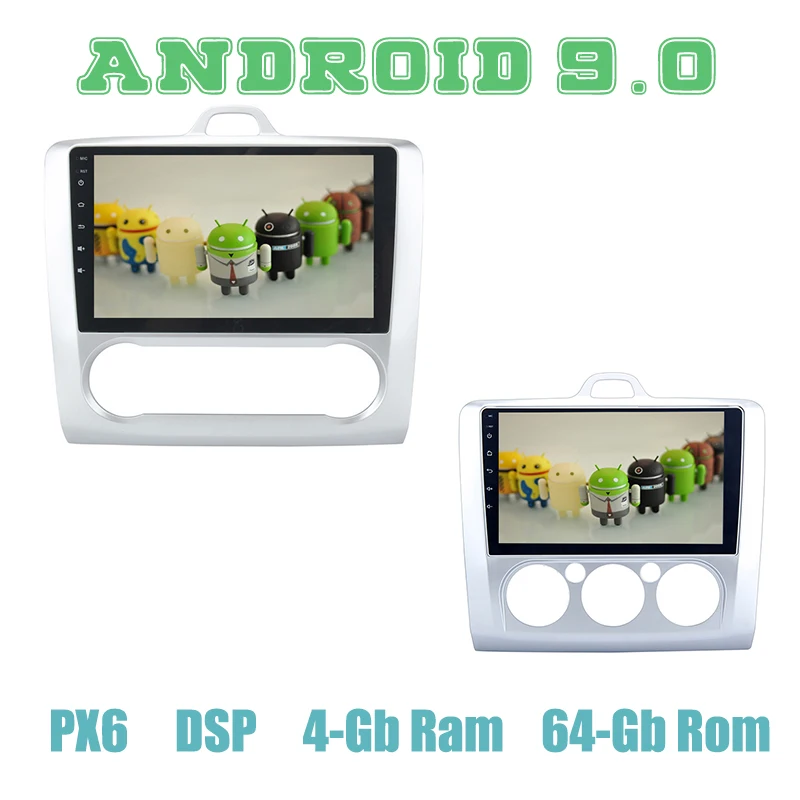 Автомобильный мультимедийный плеер с 9 &quotIPS PX6 Android 0 GPS 4 + 64 ГБ для ford focus II 2005