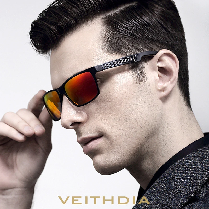 Мужские зеркальные очки VEITHDIA с логотипом от оригинального бренда HD из алюминиево