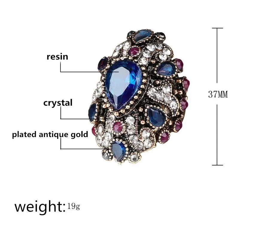 2019 Новое поступление богемные красочные хрустальные кольца ювелирные изделия