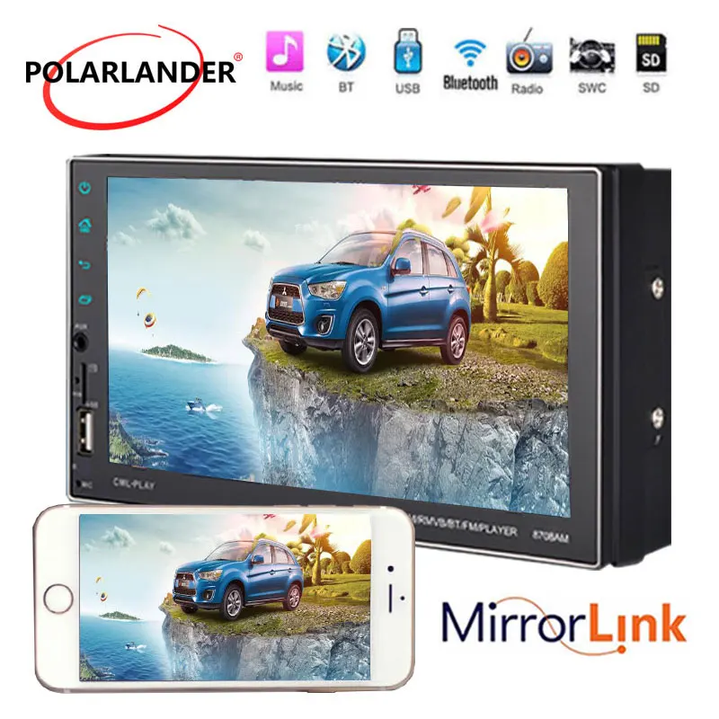 2DIN Bluetooth GPS FM Stereo Car Radio Wireless AUX Audio Input MP5 Touch Screen Android Navigation Support USB U Disk HD 7 Inch |