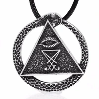 sigil of lucifer necklace all seing eye amulet snake necklaces pendants pagan wiccan talisman church of satan charm lead free