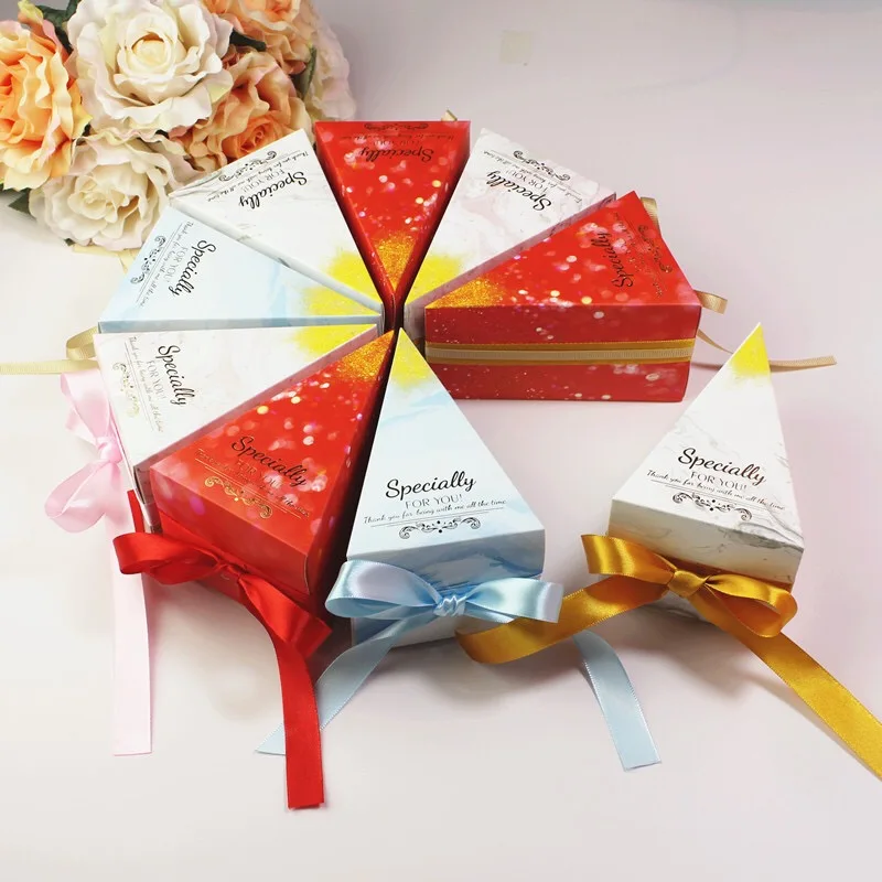 100 шт. (10 тортов) белый серый/розовый/синий/красный Свадебная треугольная коробка