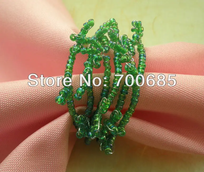 

napkin ring glass green beaded