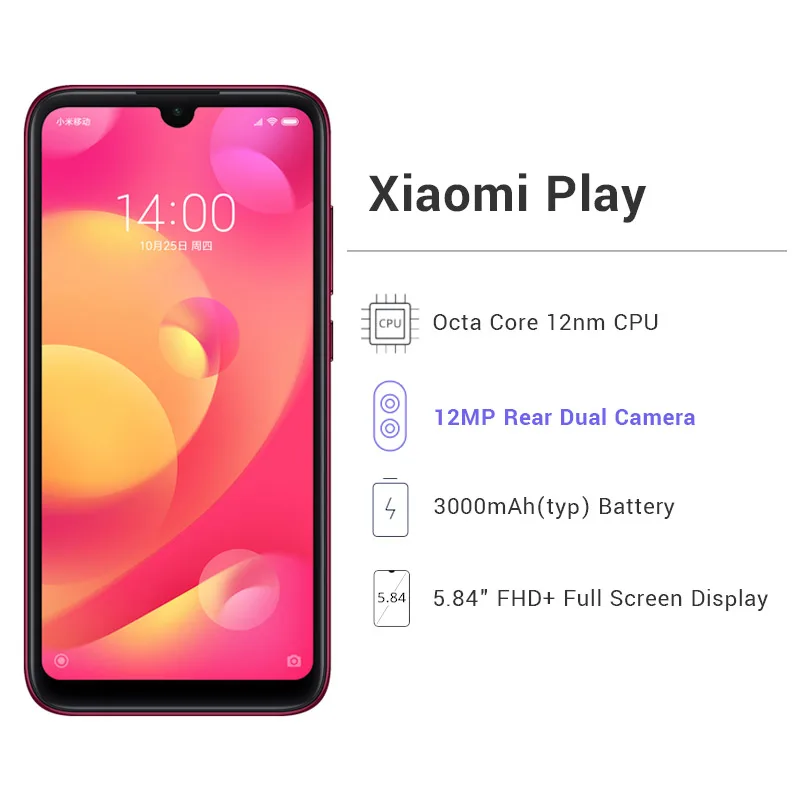Глобальная ПЗУ Xiaomi Mi Play 6 ГБ ОЗУ 64 Гб мобильный телефон MTK Helio P35 Восьмиядерный 12MP