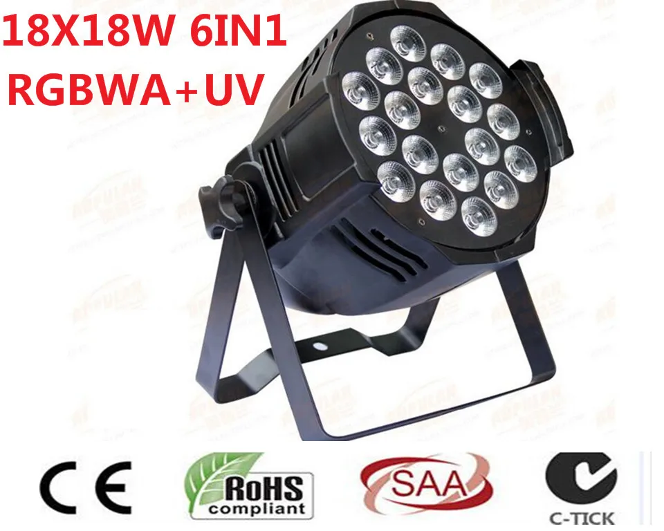 18x18 w 6in1 rgbwa + uv led par luce DJ Par Lattine In lega di Alluminio dmx 512 dj wash светильник ing сценический