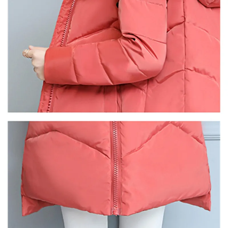 

IOQRCJV Winter Female Long Jacket 2018 Women's Fake Fur Collar Hooded Warm Jacket Down Cotton Padded Jacket Outwear Parkas S150