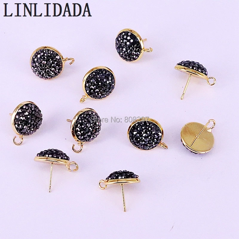 

20Pairs 14mm pave rhinestone round shape earrings studs, women earrings accessories, for making jewelry findings