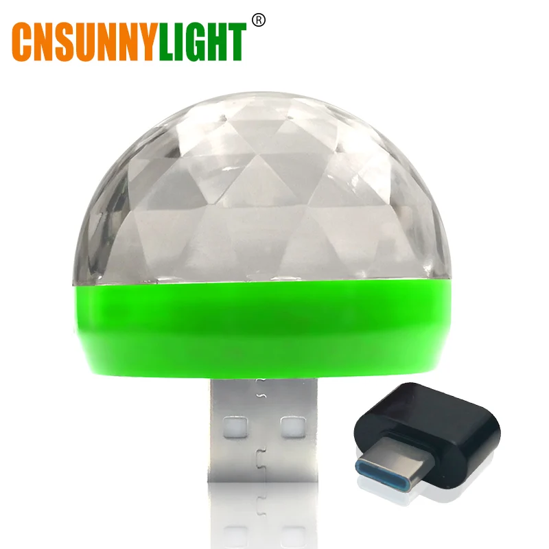 Green with USB C CNSUNNYLIGHT LED Car USB Atmosphere Light DJ RGB Mini Colorful Music Sound Lamp USB-C Phone Surface for Festival Party Karaoke - Испускаемый цвет: Green with USB C