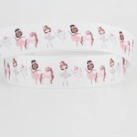 ballet girl printed grosgrain ribbon white ribbon party decoration gift ribbon diy sewing crafts 16mm 22mm 25mm 38mm 57mm 75mm