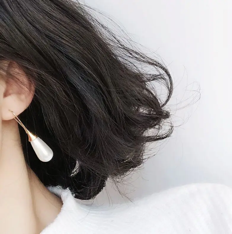 Женские классические серьги-капли в форме ракушки с жемчугом Подвесные серьги