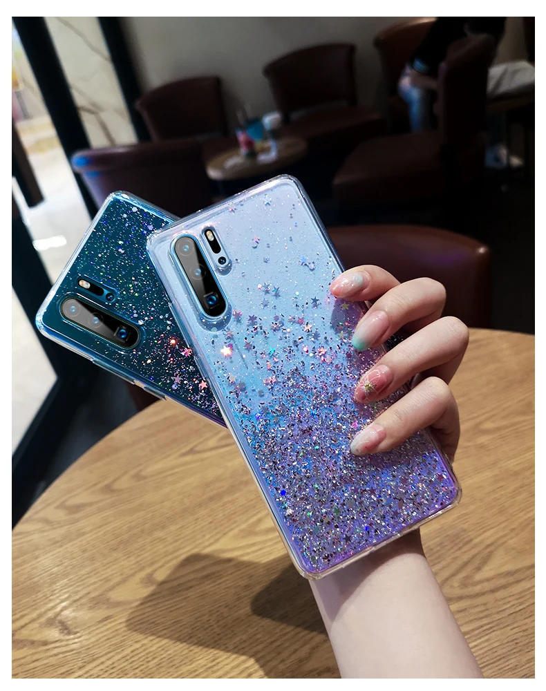 Чехол сверкающий с блестками для huawei P20 Lite P30 силиконовый, прозрачный мягкий чехол с блестками для huawei P30 Lite P20 Pro Прозрачный чехол для телефона