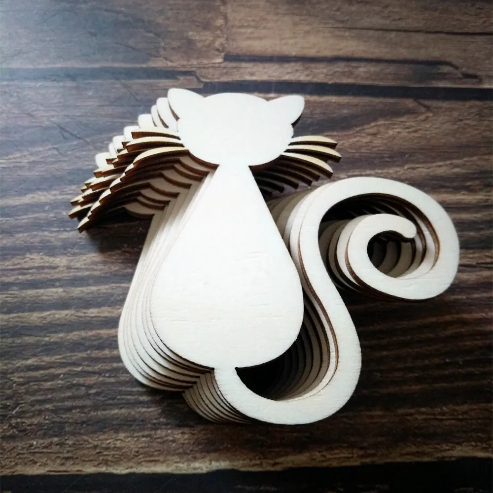 10 шт. деревянные подвески в виде кошки|Статуэтки и миниатюры| |