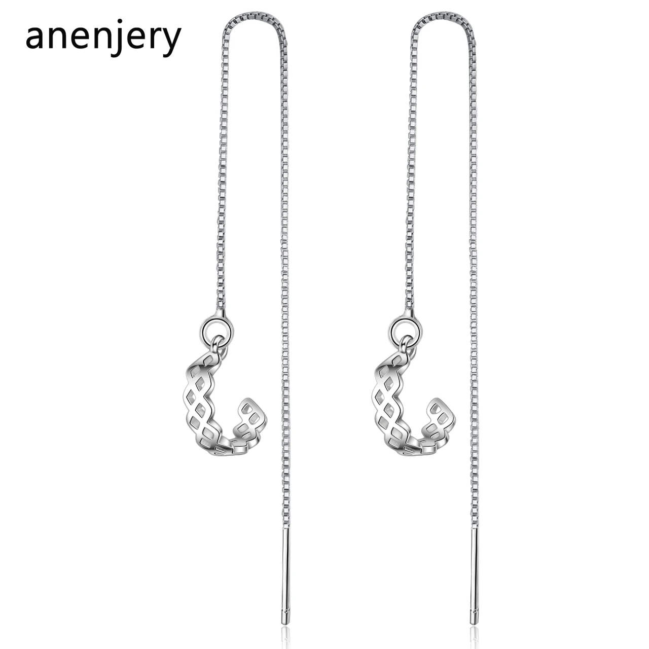 Женские сережки с длинной кисточкой ANENJERY полукруглой цепочкой из 925 пробы