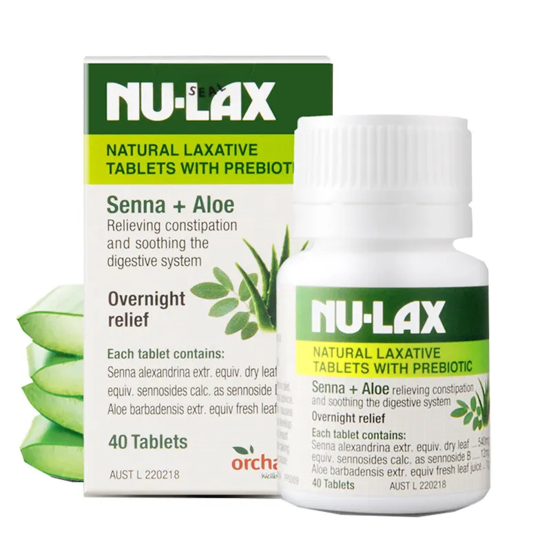 

Australia NuLax Natural Laxative 40 Tablets with Prebiotic Constipation Treatment Overnight Relief Stimulating Bowel Evacuation