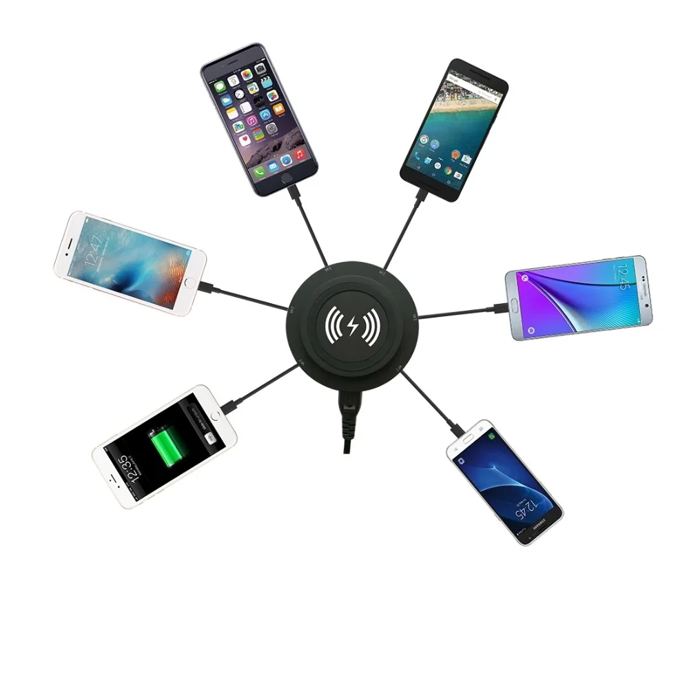 30 Вт 6A 6 USB портов быстрая зарядка для iPhone/iPad/смартфонов + Беспроводное зарядное