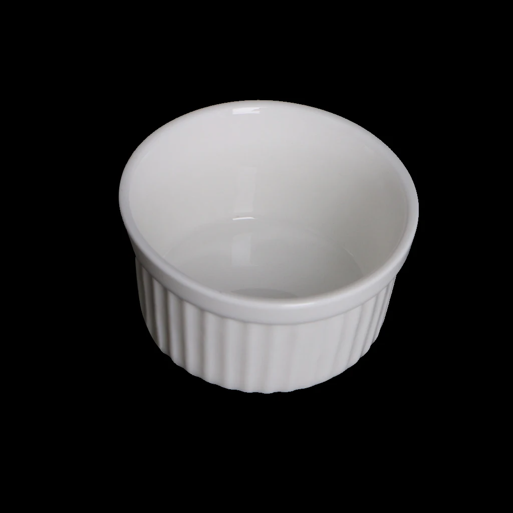 

6Pcs White Porcelain Souffle Ramekins Desserts Custard Cups Baking Tools