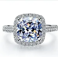 Solid 14K 585 White Gold Mystery 3 Carat Cushion Cut Diamond Women Wedding Ring Ture Original Gold Bridal Jewelry