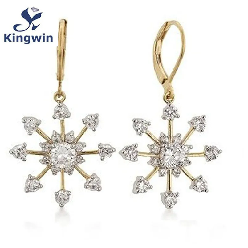 Серьги кольца из стерлингового серебра снежинка Рождественский дизайн родиевое