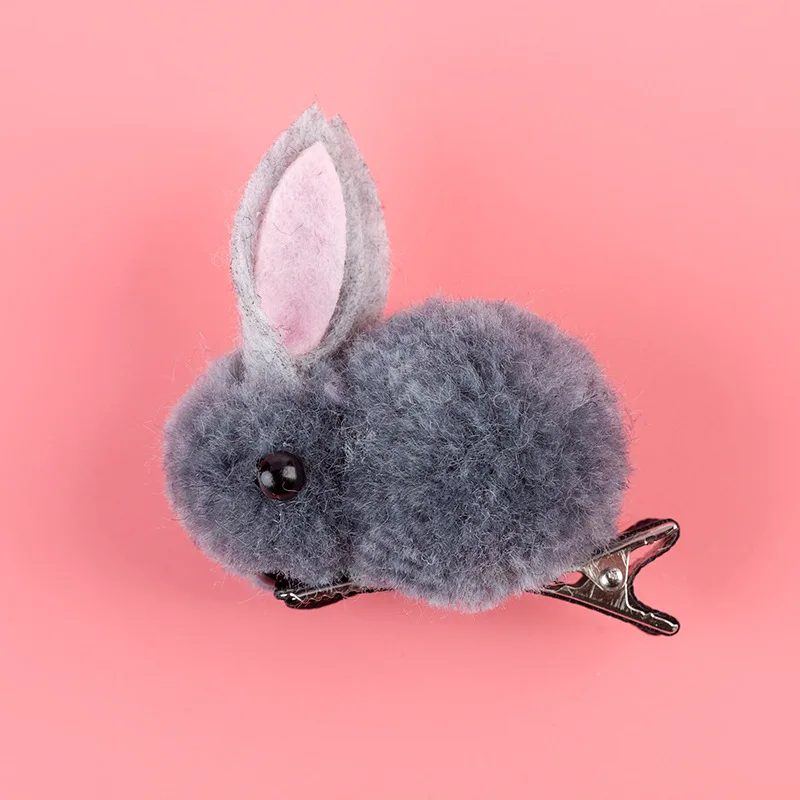 Hair pin (Gray) Детские эластичные резинки для волос; Аксессуары для девочек с объемным кроликом; милые заколки для волос для маленьких девочек; детские головные уборы; детская шпилька; резинки для волос для малышей - Цвет: Hair pin (Gray)