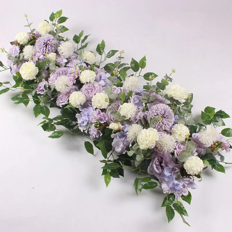 purple 1 м DIY пользовательские Искусственные Свадебные цветочные стены фон композиция поставки шелковые розы Пион поддельные цветы ряд украшения для арки - Цвет: purple