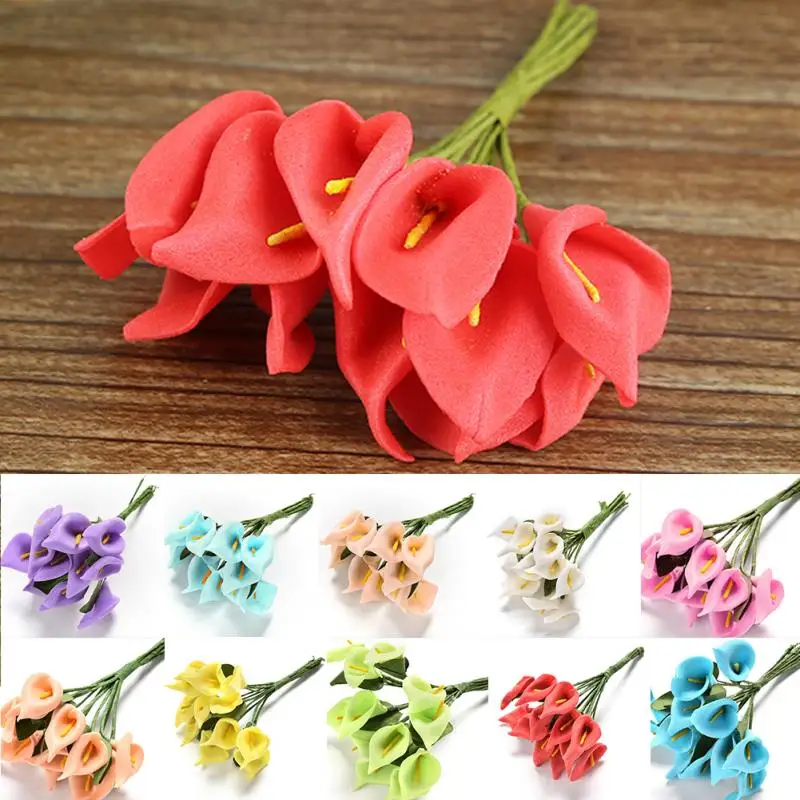 12 шт./лот искусственные цветы каллы латексные Декоративные для свадебного букета