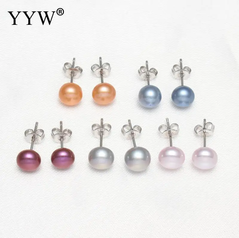 Серьги гвоздики женские с натуральным пресноводным жемчугом 7 5 мм|pearl stud earrings|stud