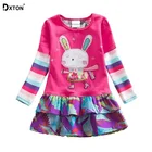 DxtonДетское платье для девочек, платье принцессы с кроликом для девочек лоскутное осеннее платье для девочек платье с длинными рукавами и рисунком для девочек, От 2 до 8 лет