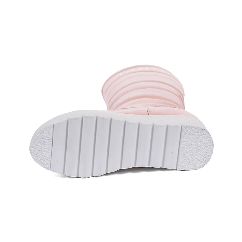 

Salu 2020 new arrival boots women round toe short plush winter boots slip on fashion mid calf boots solid color snow boots