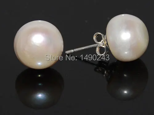 Wholesale 10-11mm Natural White Cultured Freshwater Button Pearl Earring | Украшения и аксессуары