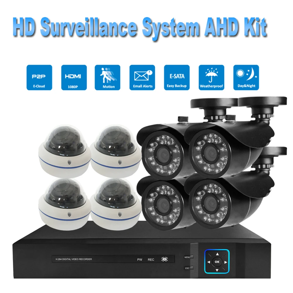 PUAroom 8CH IP66 ИК камеры ночного видения AHD наблюдения H.264 onvif видео записи дома системы