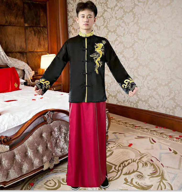 

Traditional Chinese Embroidery Cheongsam Men Dragon Phoenix Clothing Chinese Style Embroidery Uomo Vestidos Formales Qipao Top