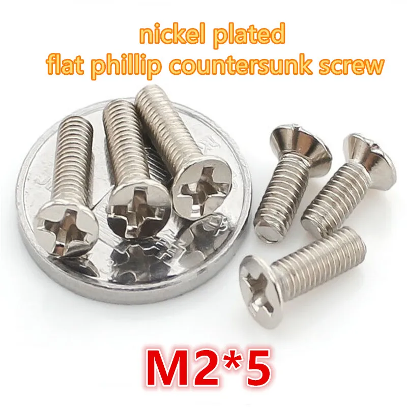 

1000pcs m2*5 carbon steel with nickel plated phillip cross recessed head mini micro electronic screw machine screw