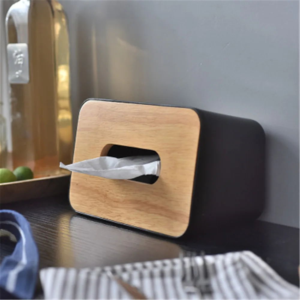 Creative Tissue Box Holder Nordic Style Wood Cover Removable Tissue Case Paper Dispenser Home Office Kitchen Napkin Organizer