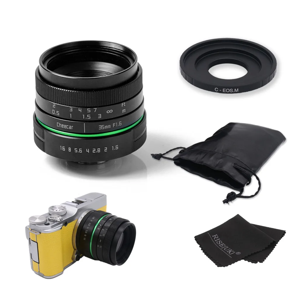 Новый зеленый круг 35 мм объектив камеры видеонаблюдения для Canon EOS M/M2/M3 с c адаптер