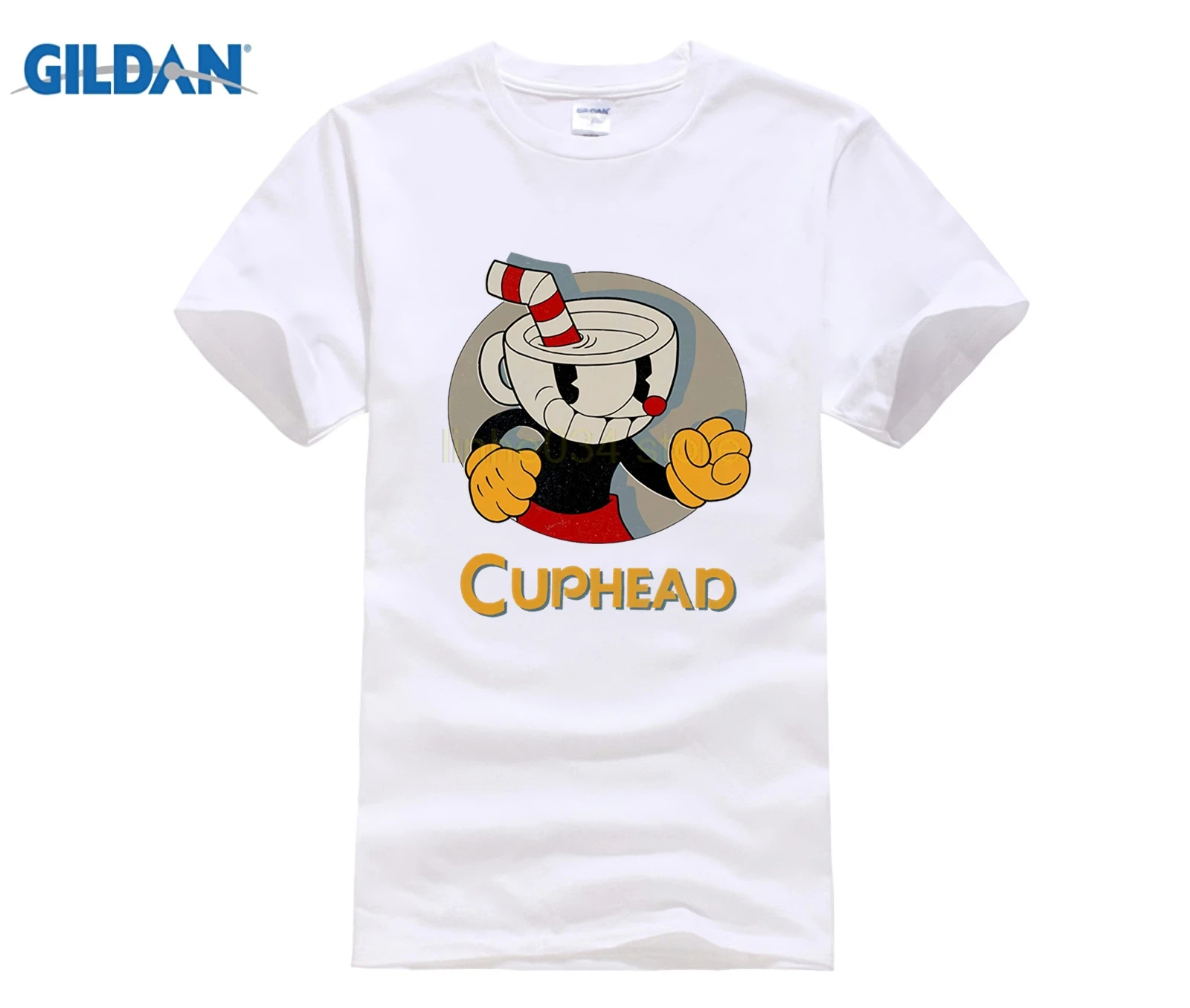 Gildan Cuphead Vintage Circle Boys Graphic T Shirt | Мужская одежда