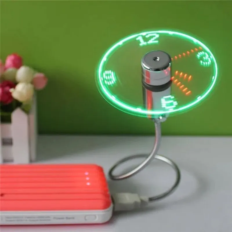 Новый мини USB вентилятор времени Гибкая Светодиодная лампа время часы настольные